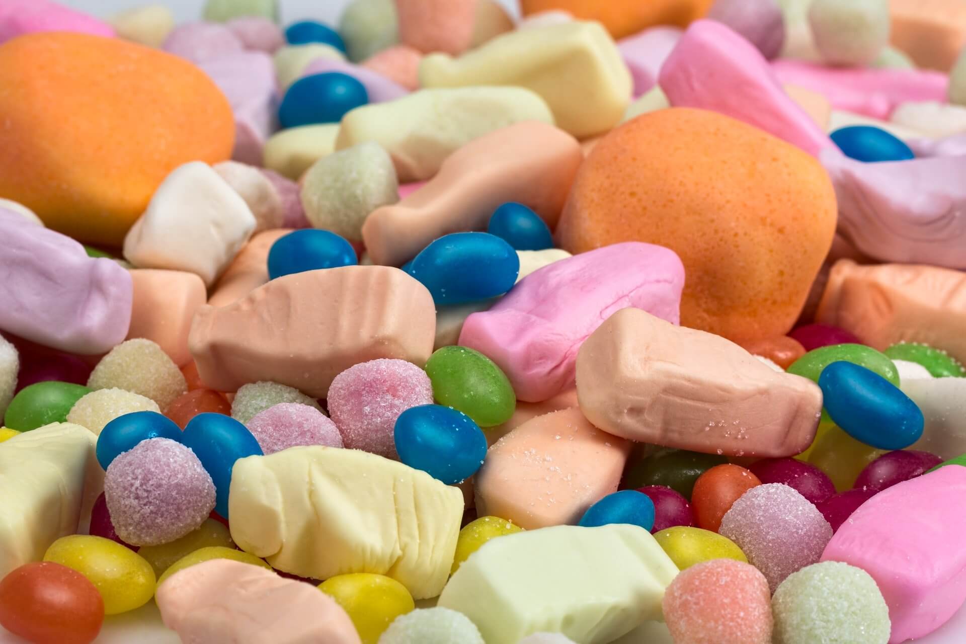 sugar filled candy pieces that can induce a sugar intolerance